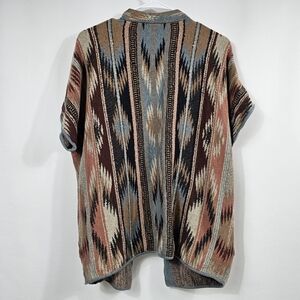 Peruvian Connection Aruni Cardigan Sweater M Multicolor Short Sleeve Open Front